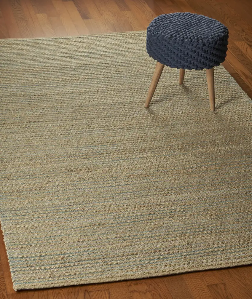 Tan and Blue Undertone Striated Area Rug Photo 8