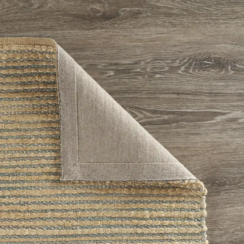 Tan and Blue Undertone Striated Area Rug Photo 5
