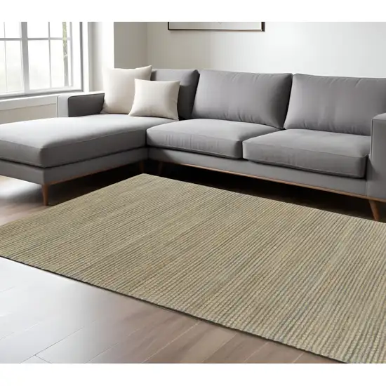 Tan and Blue Undertone Striated Area Rug Photo 1