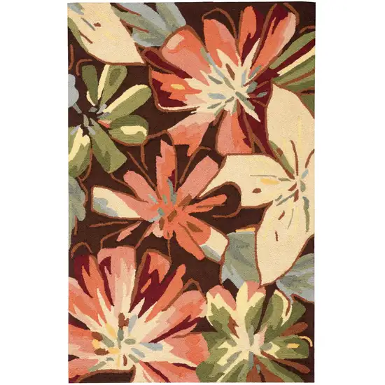 Tan and Dark Brown Floral Hand Carved Handmade Area Rug Photo 4