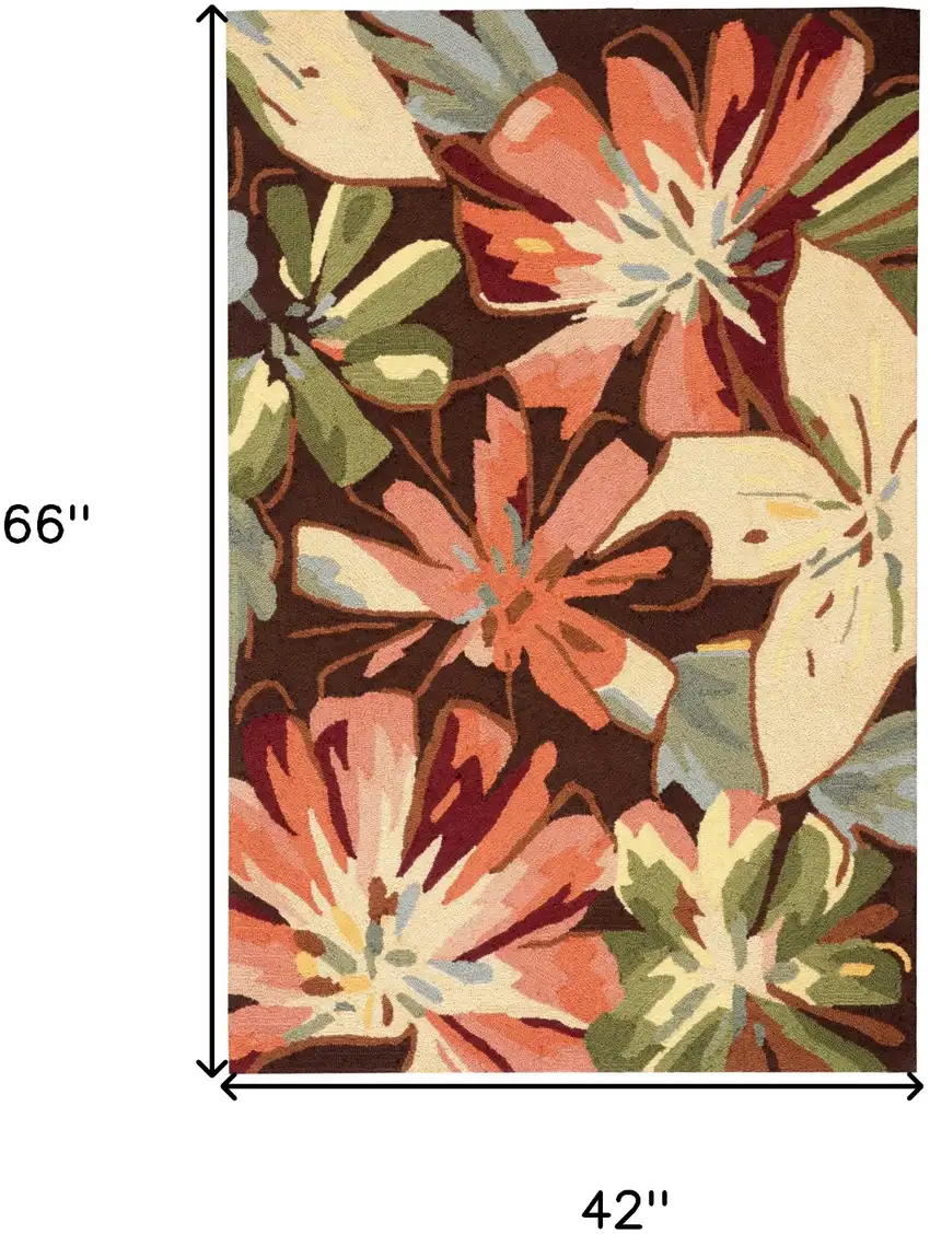 Tan and Dark Brown Floral Hand Carved Handmade Area Rug Photo 3