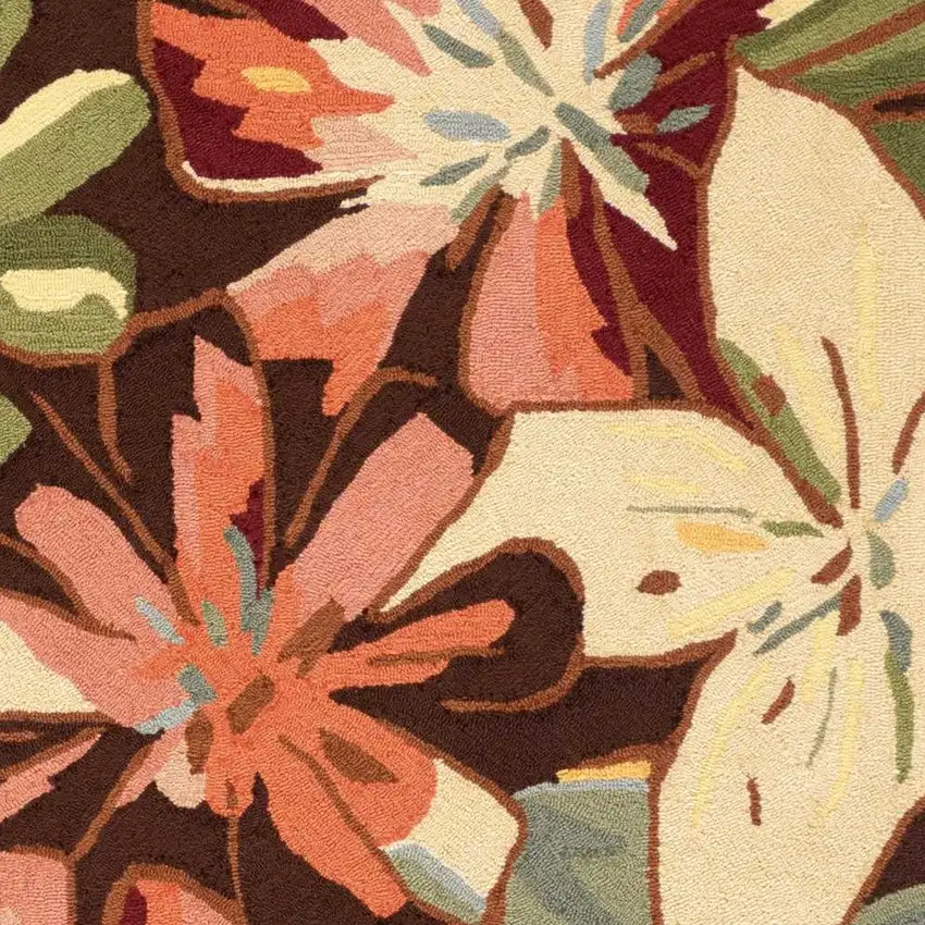 Tan and Dark Brown Floral Hand Carved Handmade Area Rug Photo 7