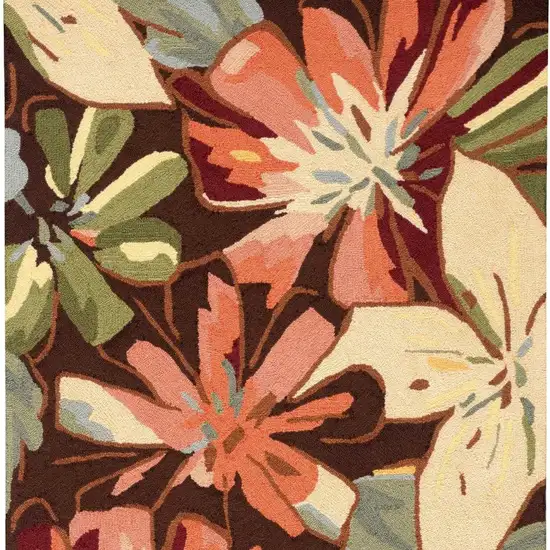 Tan and Dark Brown Floral Hand Carved Handmade Area Rug Photo 2