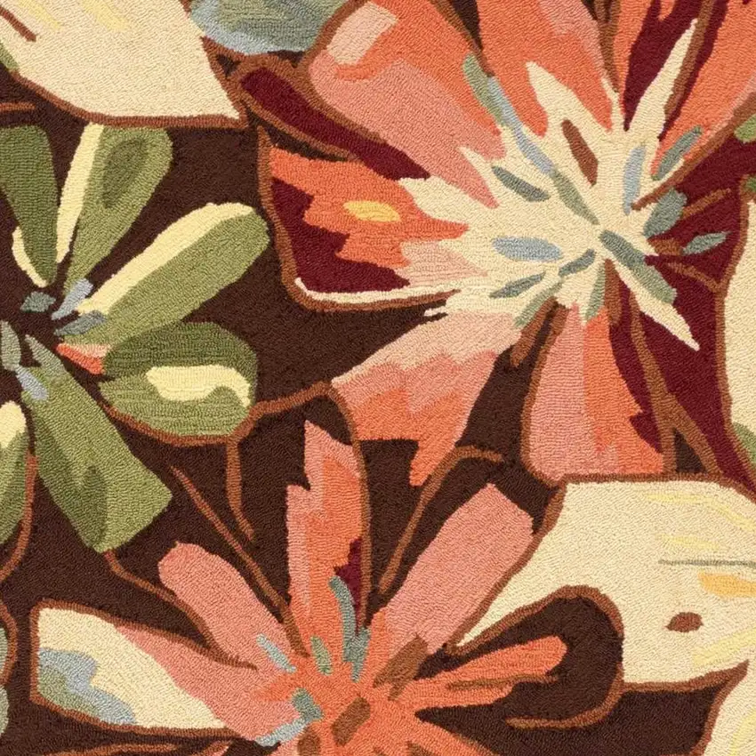 Tan and Dark Brown Floral Hand Carved Handmade Area Rug Photo 4