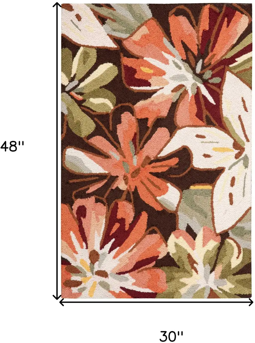 Tan and Dark Brown Floral Hand Carved Handmade Area Rug Photo 8