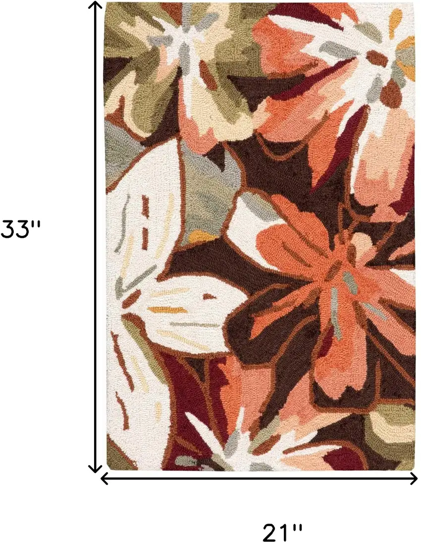Tan and Dark Brown Floral Hand Carved Handmade Area Rug Photo 3