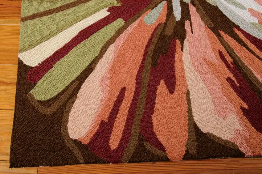 Tan and Dark Brown Floral Hand Carved Handmade Area Rug Photo 5