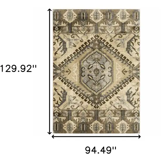 Tan And Gold Medallion Area Rug Photo 3