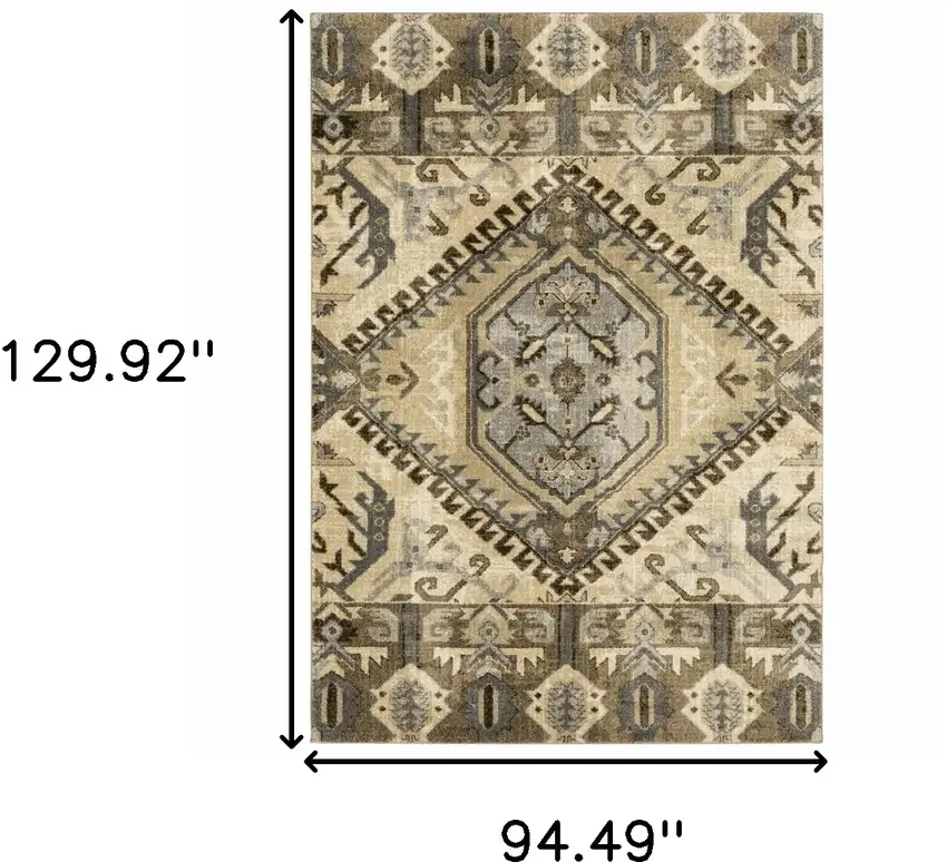 Tan And Gold Medallion Area Rug Photo 3