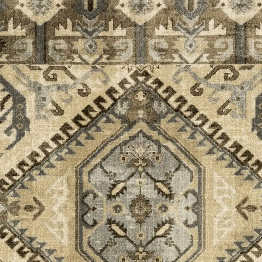 Tan And Gold Medallion Area Rug Photo 4