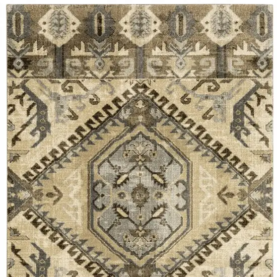 Tan And Gold Medallion Area Rug Photo 5