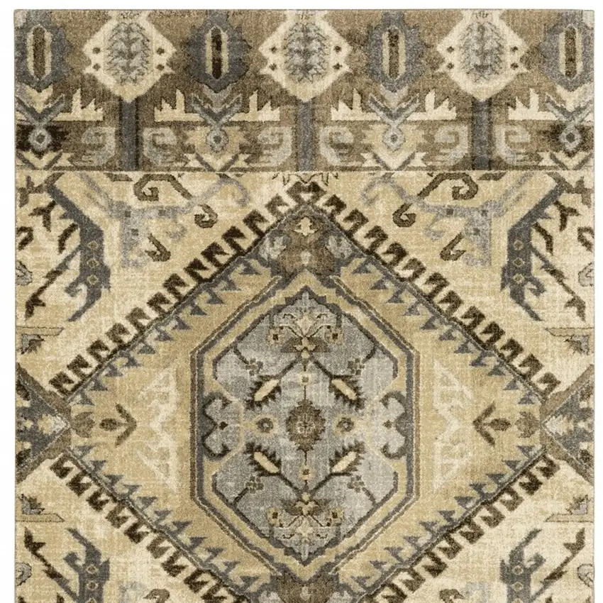 Tan And Gold Medallion Area Rug Photo 5