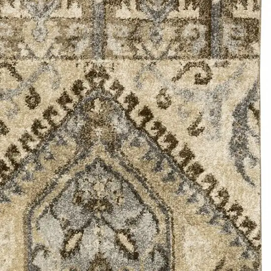 2' X 8' Tan And Gold Central Medallion Indoor Runner Rug Photo 3