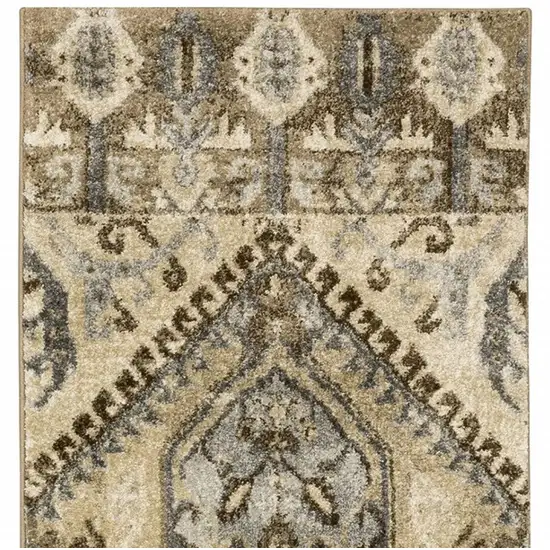 2' X 8' Tan And Gold Central Medallion Indoor Runner Rug Photo 7
