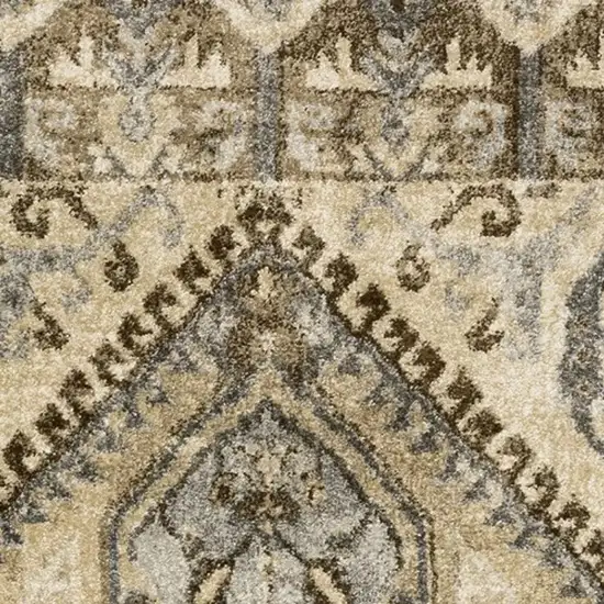 2' X 8' Tan And Gold Central Medallion Indoor Runner Rug Photo 8