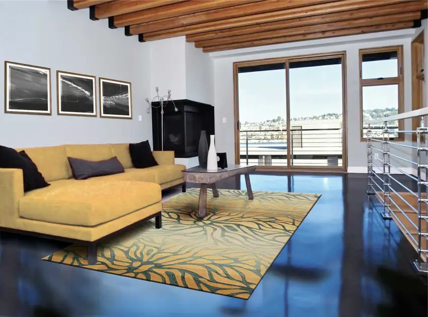 Tan and Gray Abstract Area Rug Photo 5