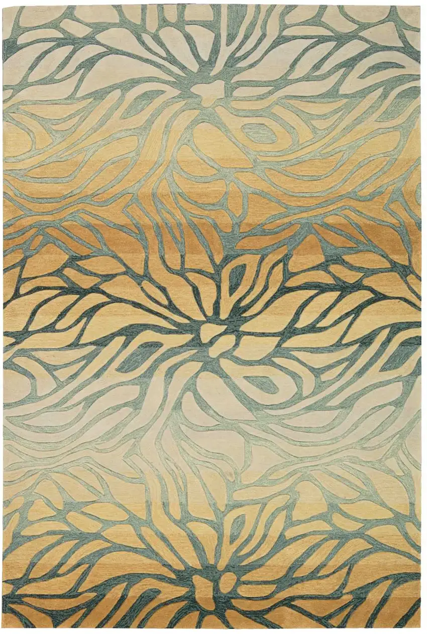 Tan and Gray Abstract Area Rug Photo 4