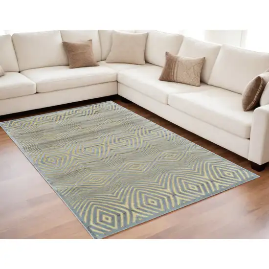 Tan and Gray Abstract Power Loom Area Rug Photo 1