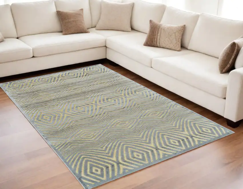 Tan and Gray Abstract Power Loom Area Rug Photo 1