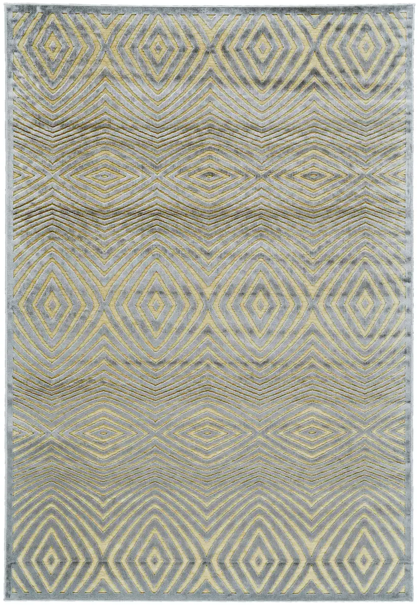 Tan and Gray Abstract Power Loom Area Rug Photo 4
