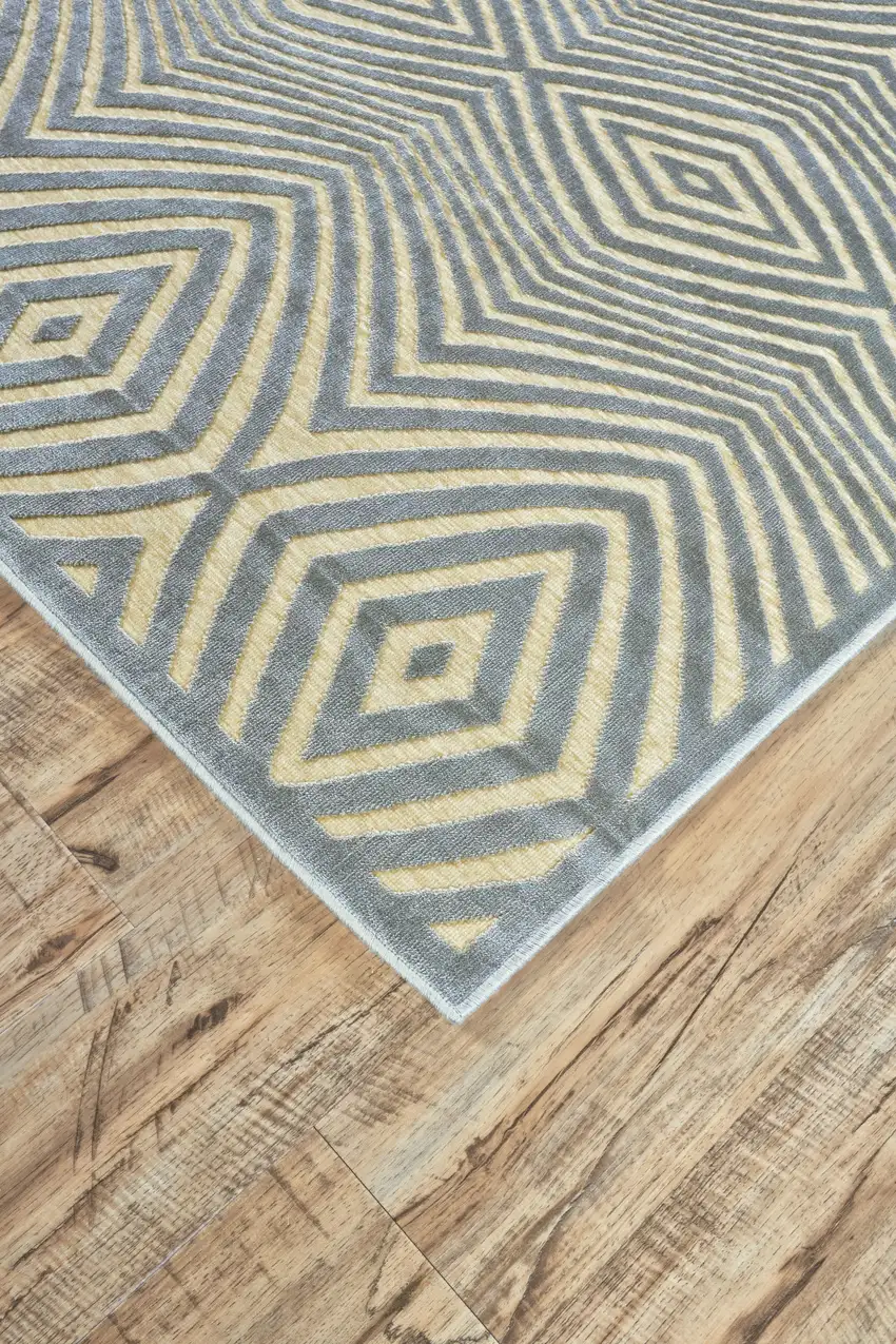 Tan and Gray Abstract Power Loom Area Rug Photo 5