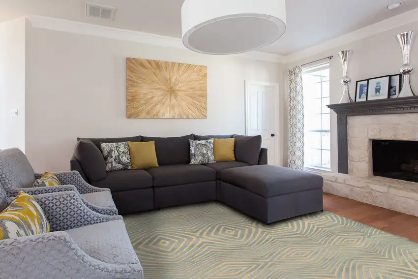 Tan and Gray Abstract Power Loom Area Rug Photo 7