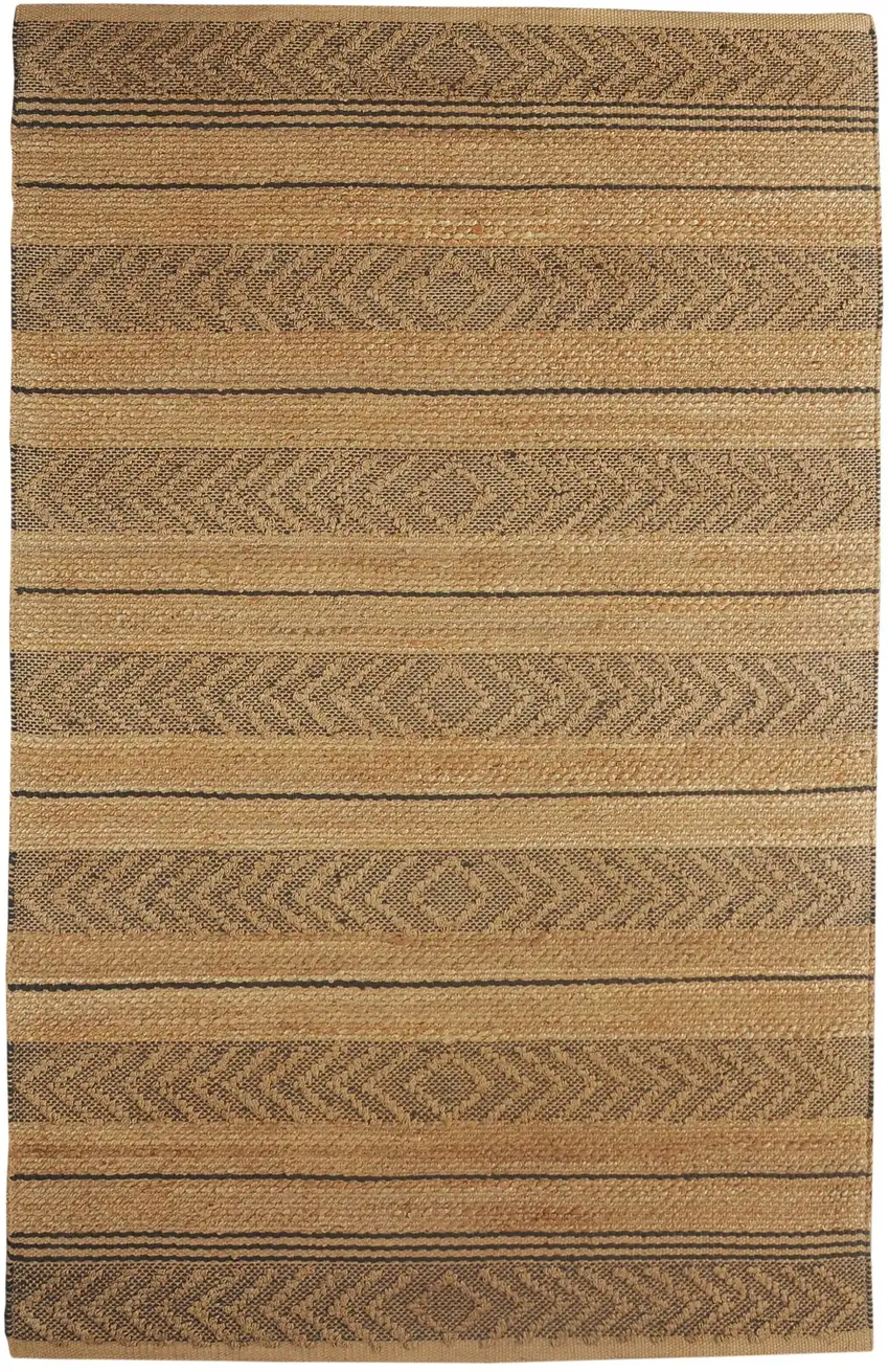 Tan and Gray Bohemian Striped Area Rug Photo 1