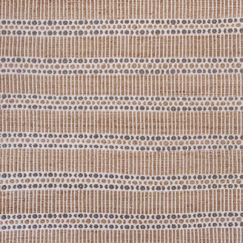 Tan and Gray Detailed Stripes Area Rug Photo 2