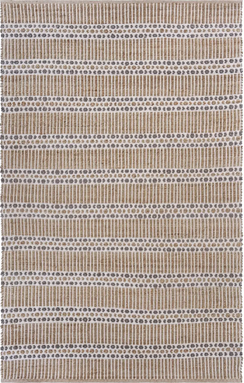 Tan and Gray Detailed Stripes Area Rug Photo 1