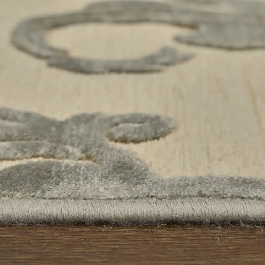 Tan and Gray Floral Power Loom Area Rug Photo 9