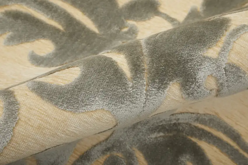 Tan and Gray Floral Power Loom Area Rug Photo 4