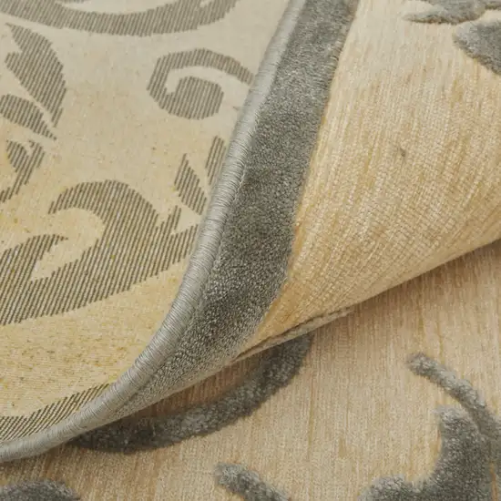 Tan and Gray Floral Power Loom Area Rug Photo 6