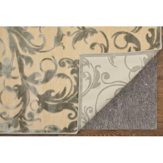 Tan and Gray Floral Power Loom Area Rug Photo 7