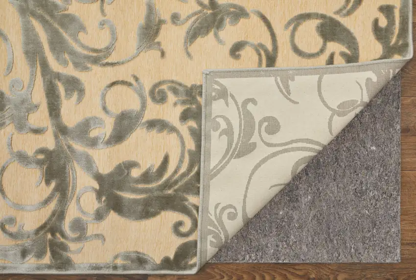 Tan and Gray Floral Power Loom Area Rug Photo 7