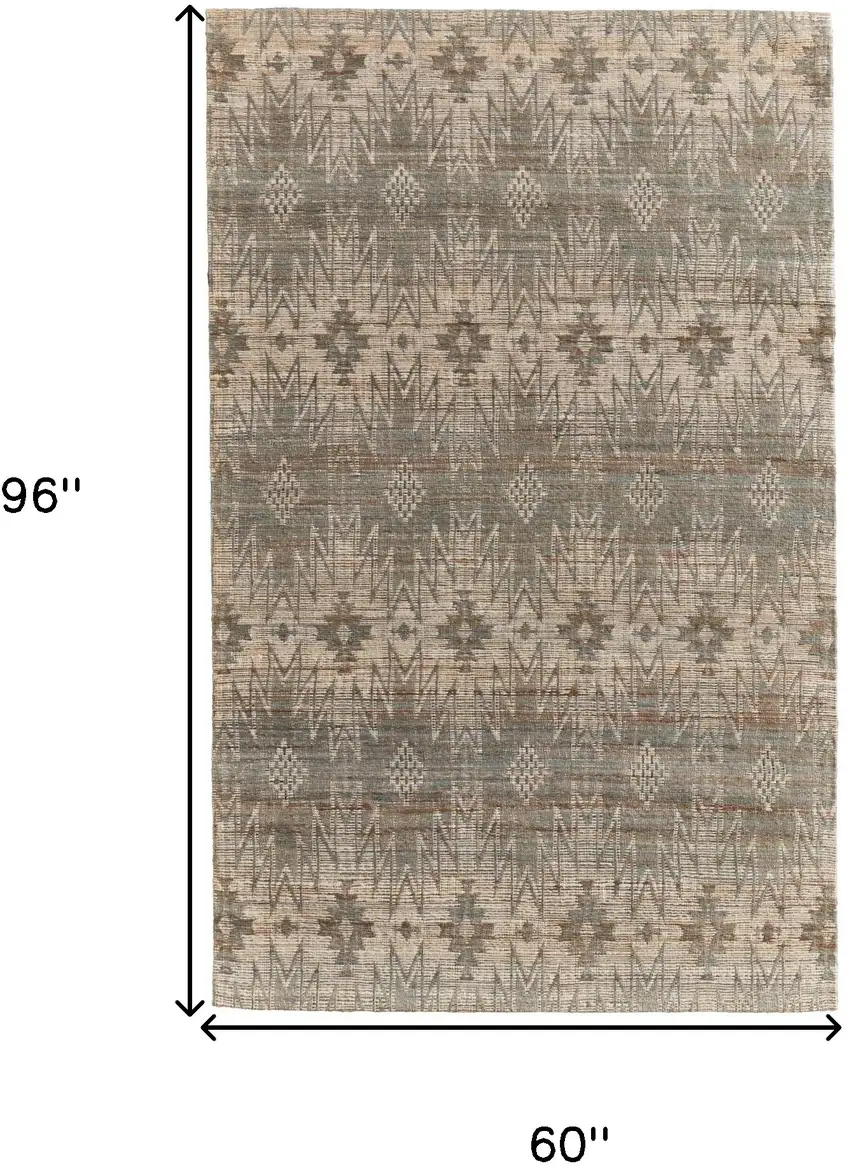 Tan and Gray Geometric Hand Woven Area Rug Photo 3