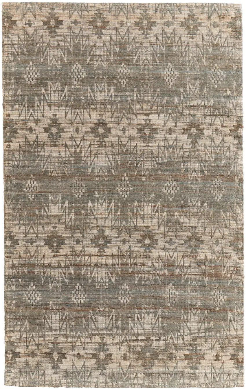 Tan and Gray Geometric Hand Woven Area Rug Photo 2