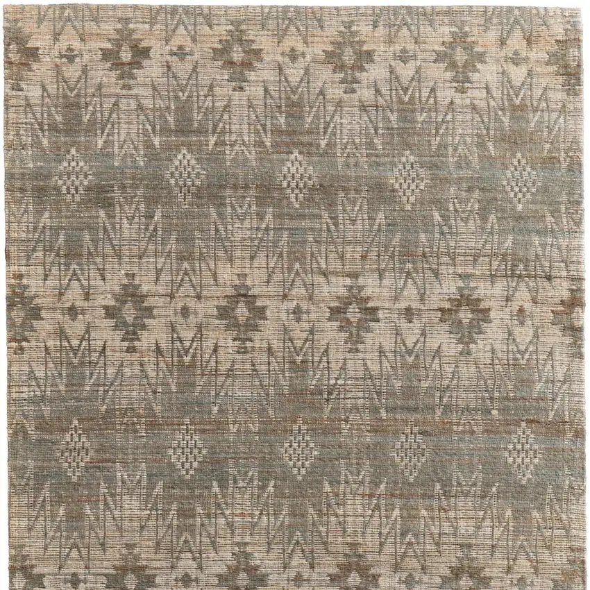 Tan and Gray Geometric Hand Woven Area Rug Photo 4