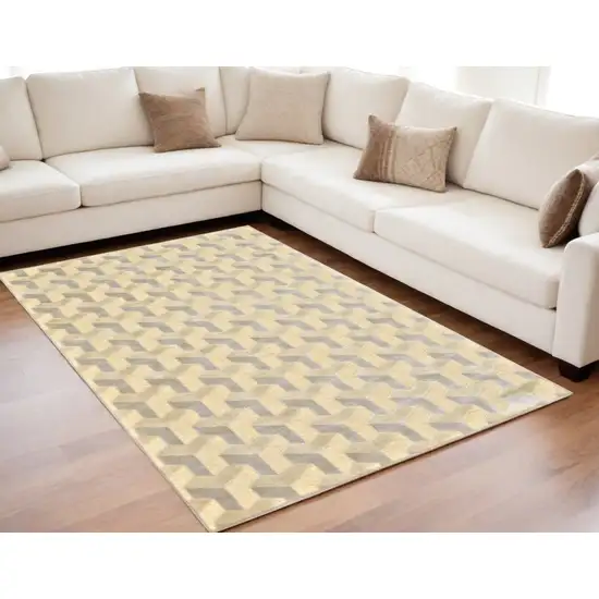 Tan and Gray Geometric Power Loom Area Rug Photo 1