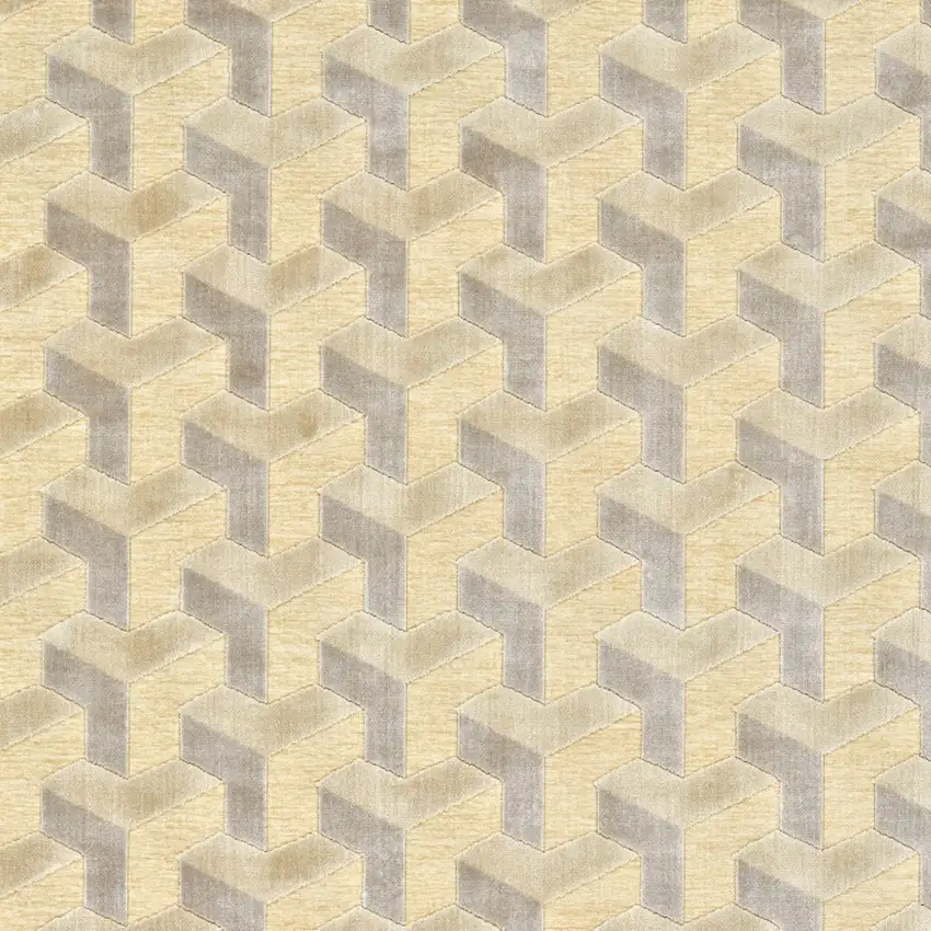 Tan and Gray Geometric Power Loom Area Rug Photo 7