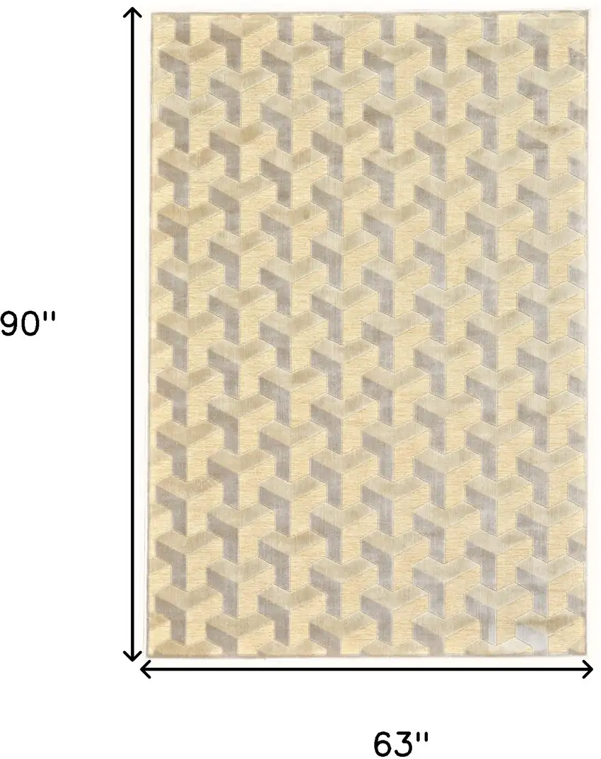 Tan and Gray Geometric Power Loom Area Rug Photo 3
