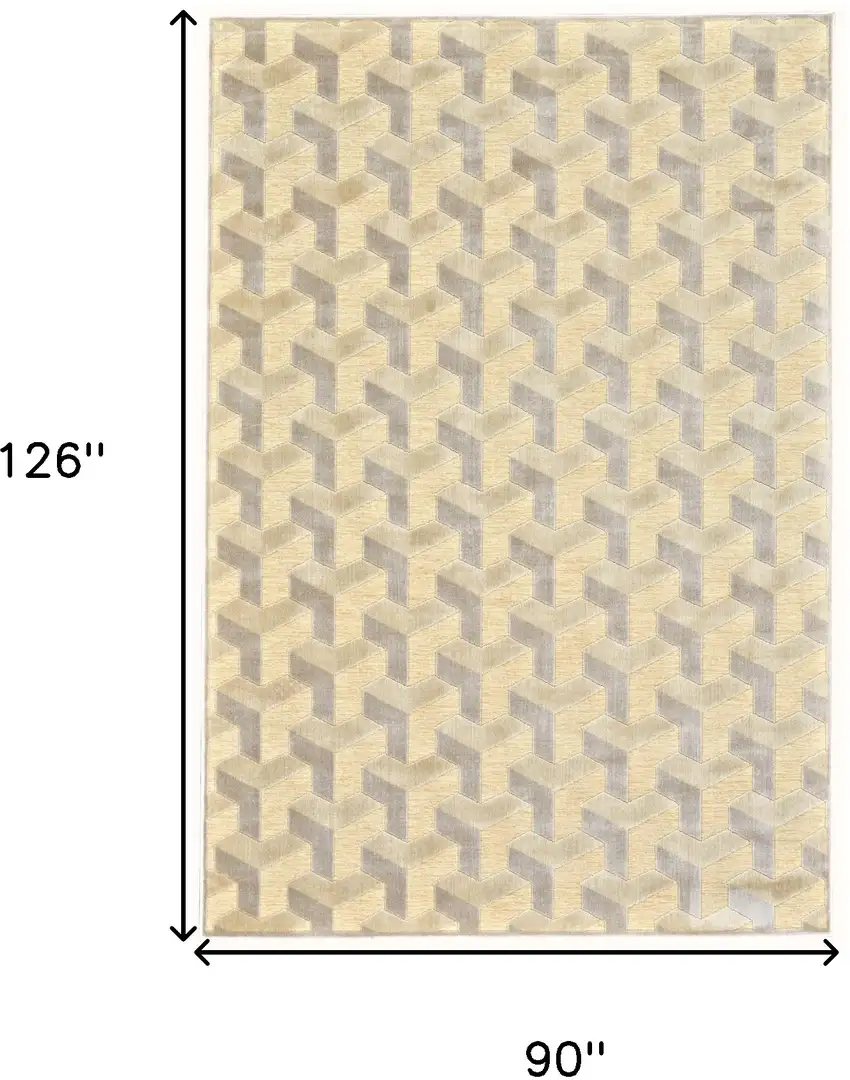 Tan and Gray Geometric Power Loom Area Rug Photo 3