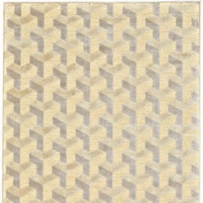 Tan and Gray Geometric Power Loom Area Rug Photo 5