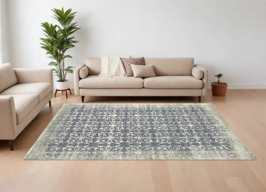 Tan and Gray Geometric Power Loom Area Rug Photo 2