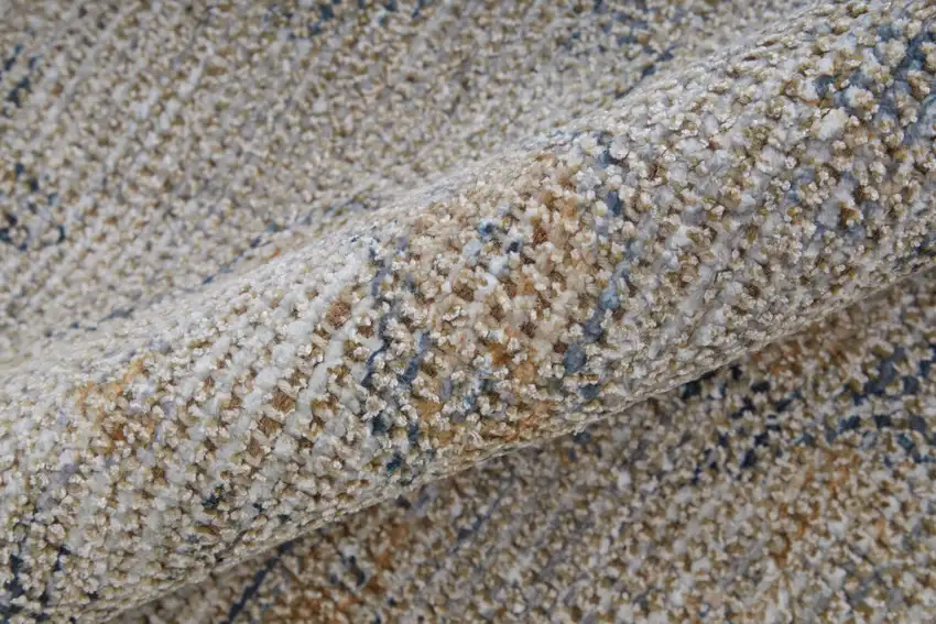 Tan and Gray Oriental Hand Woven Distressed Area Rug With Fringe Photo 7