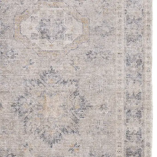 Tan and Gray Oriental Hand Woven Distressed Area Rug With Fringe Photo 5