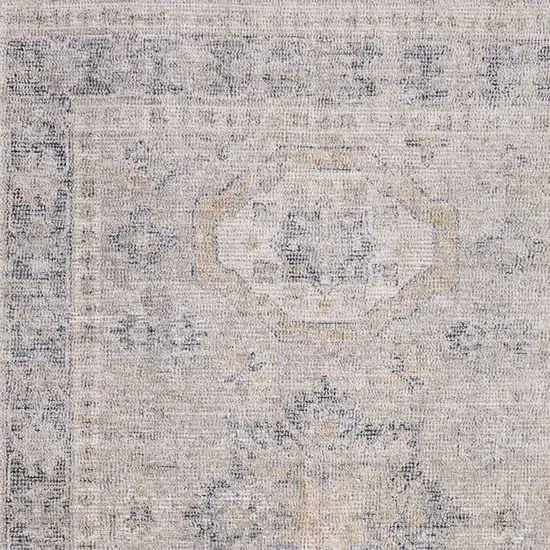 Tan and Gray Oriental Hand Woven Distressed Area Rug With Fringe Photo 9