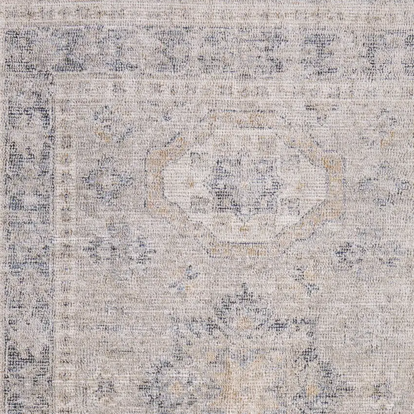 Tan and Gray Oriental Hand Woven Distressed Area Rug With Fringe Photo 9