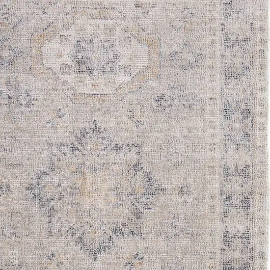 Tan and Gray Oriental Hand Woven Distressed Area Rug With Fringe Photo 9
