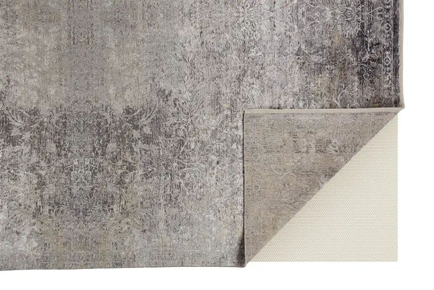 Tan and Gray Oriental Power Loom Worn Faded Area Rug Photo 7