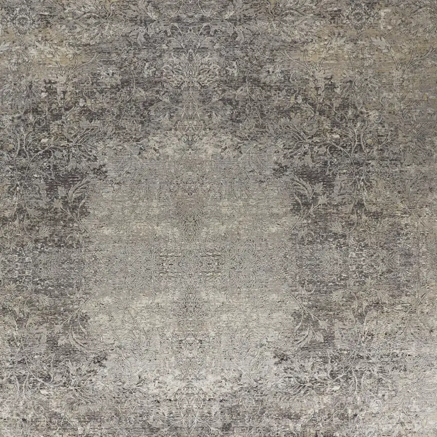 Tan and Gray Oriental Power Loom Worn Faded Area Rug Photo 9